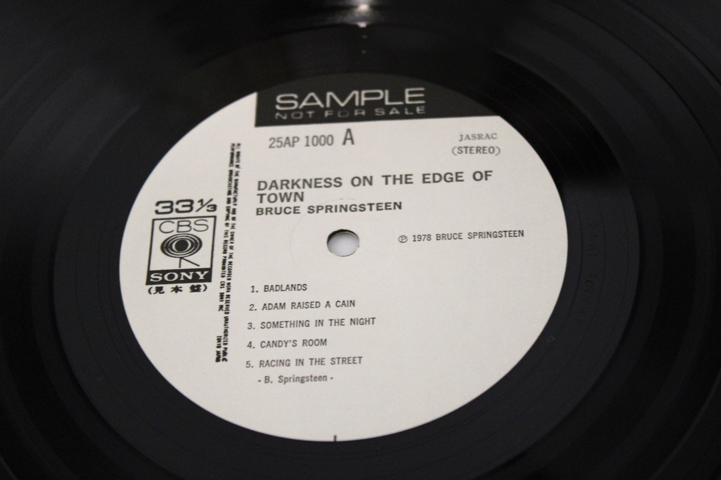 Bruce Springsteen Darkness on the Edge of Town - JAPAN SAMPLE PROMO 1978 w/Inserts - Near Mint