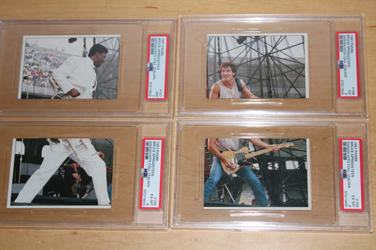 Bruce Springsteen & Clarence Clemons 1987 Panini Collection of 4 Cards - PSA CERTIFIED, GRADED