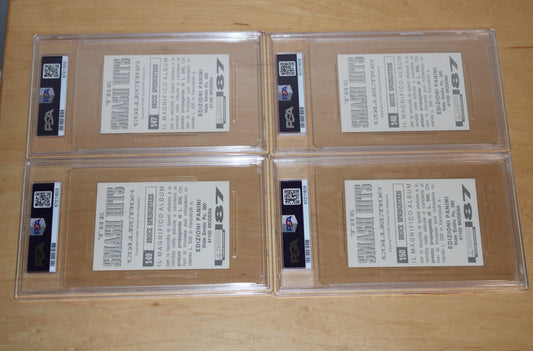 Bruce Springsteen & Clarence Clemons 1987 Panini Collection of 4 Cards - PSA CERTIFIED, GRADED