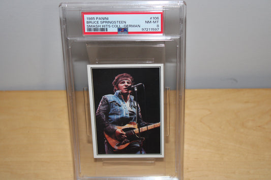Bruce Springsteen GERMAN Panini Smash Hits Collectible 1985 Card #106 - PSA Graded 8