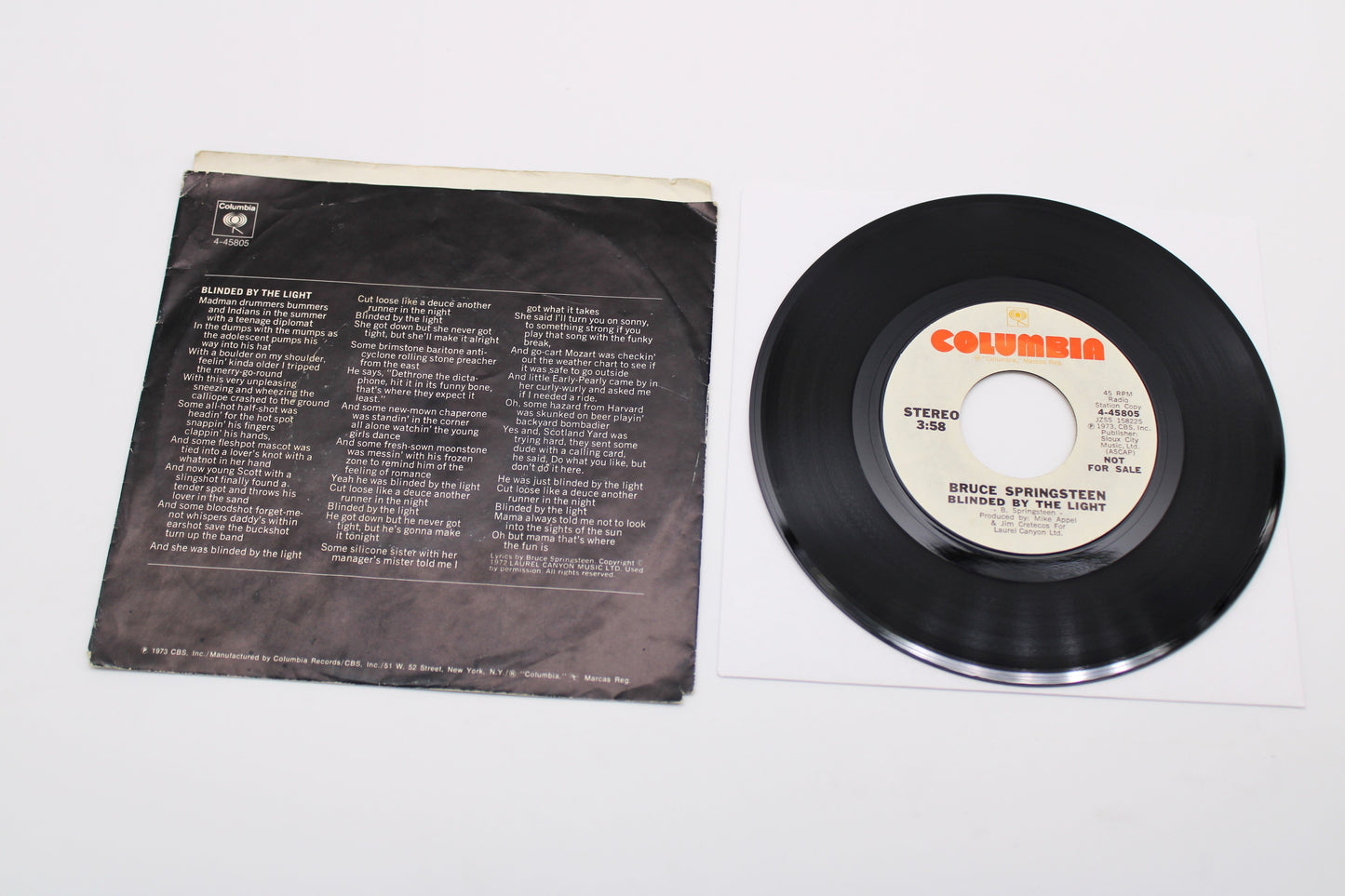 Bruce Springsteen - Blinded By The Light - Columbia 45 record (NM) with Picture Sleeve (VG)