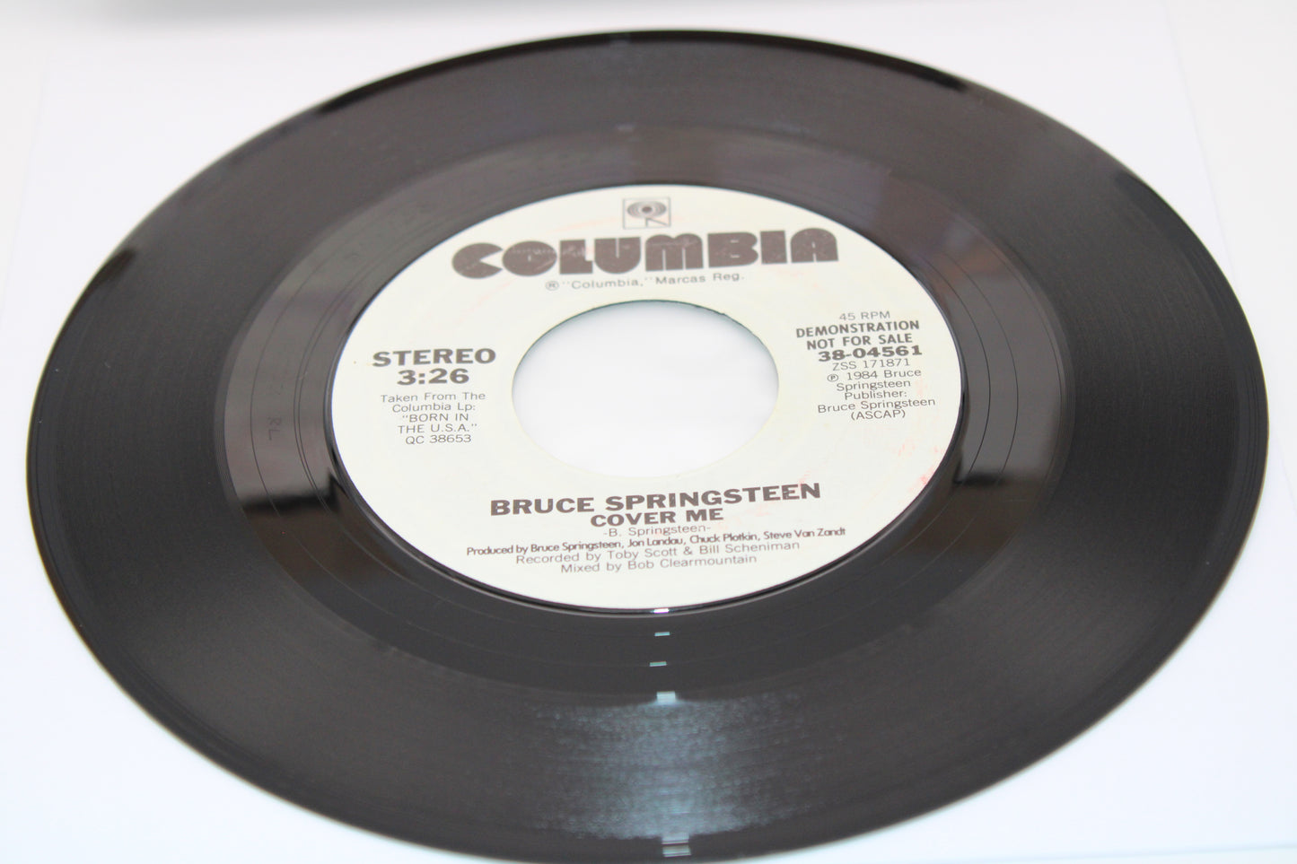 Bruce Springsteen 45 record - Cover Me "Demonstration/Not For Sale" 1984 original