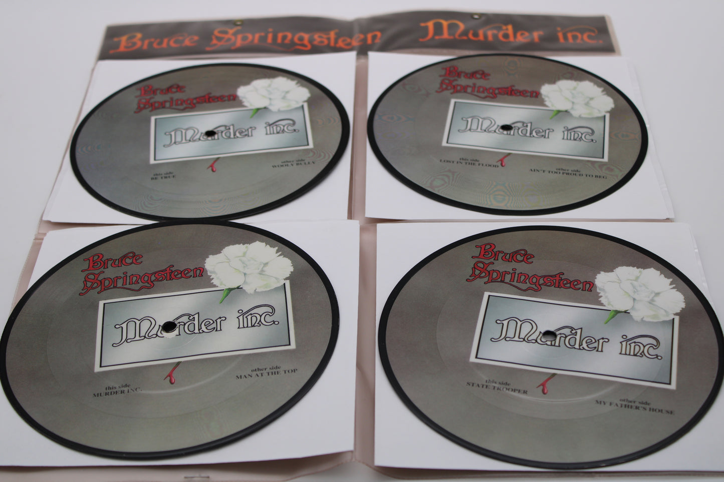 Bruce Springsteen Murder inc. 4-pack Picture Vinyl 7" ORIGINAL PVC Pocket Sleeves - RARE COLLECTIBLE