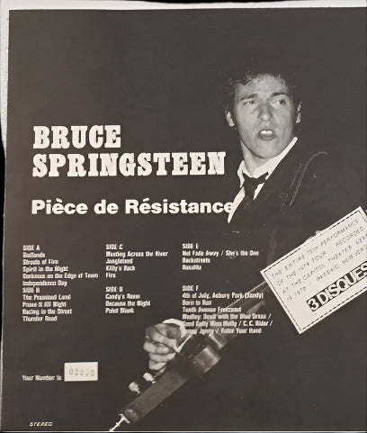 Bruce Springsteen Pièce De Résistance 3 Vinyl LP Box SLIPPED DISC 1ST/ORIGINAL PRESS - NUMBERED Live Capitol Theatre 1978