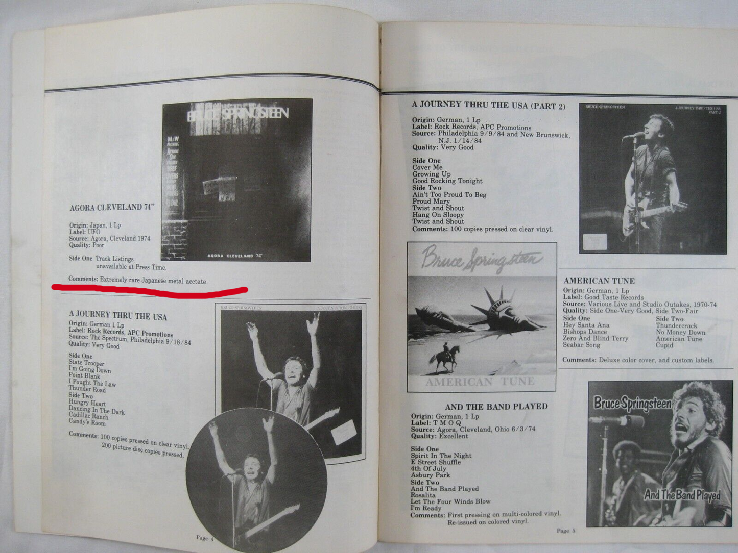 Bruce Springsteen - ACETATE - Agora Cleveland '74 Bootleg Vinyl Japan LP - Rare Metal Acetate - Collectible