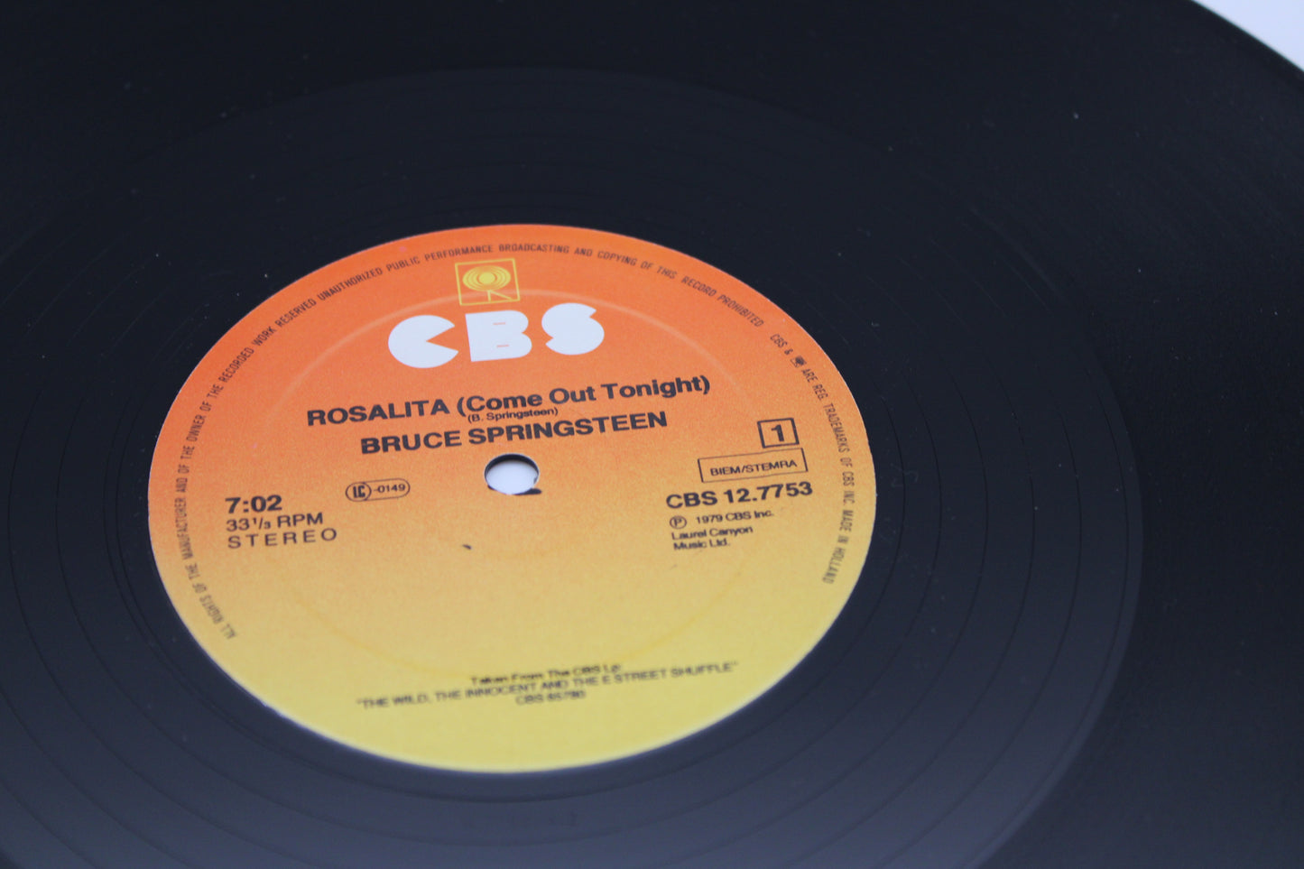 Bruce Springsteen Rosalita 12" Vinyl EP - Holland CBS Records 1979 Racing In The Street