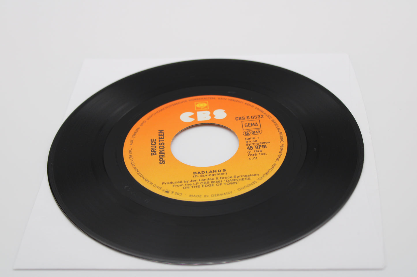 Bruce Springsteen 45 record Badlands & Something in the Night 1978 German Import
