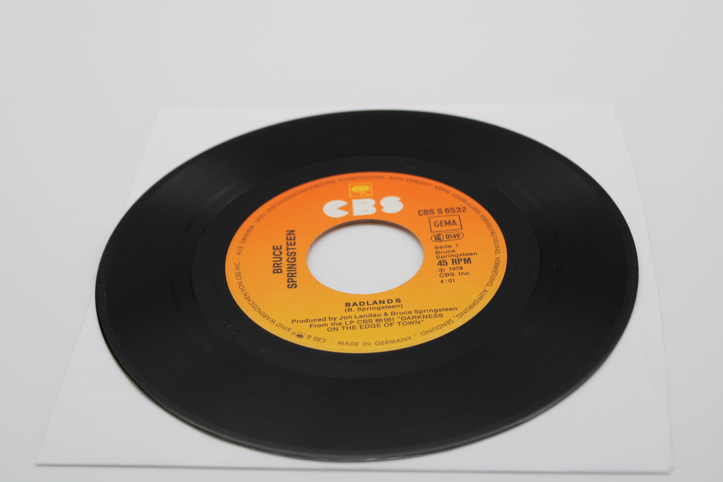 Bruce Springsteen 45 record Badlands & Something in the Night 1978 German Import