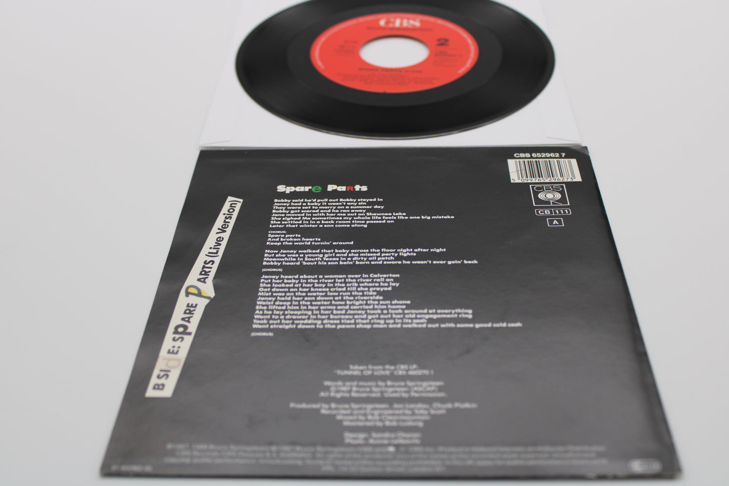 Bruce Springsteen 45 Record - Spare Parts + live version & beautiful Picture Sleeve