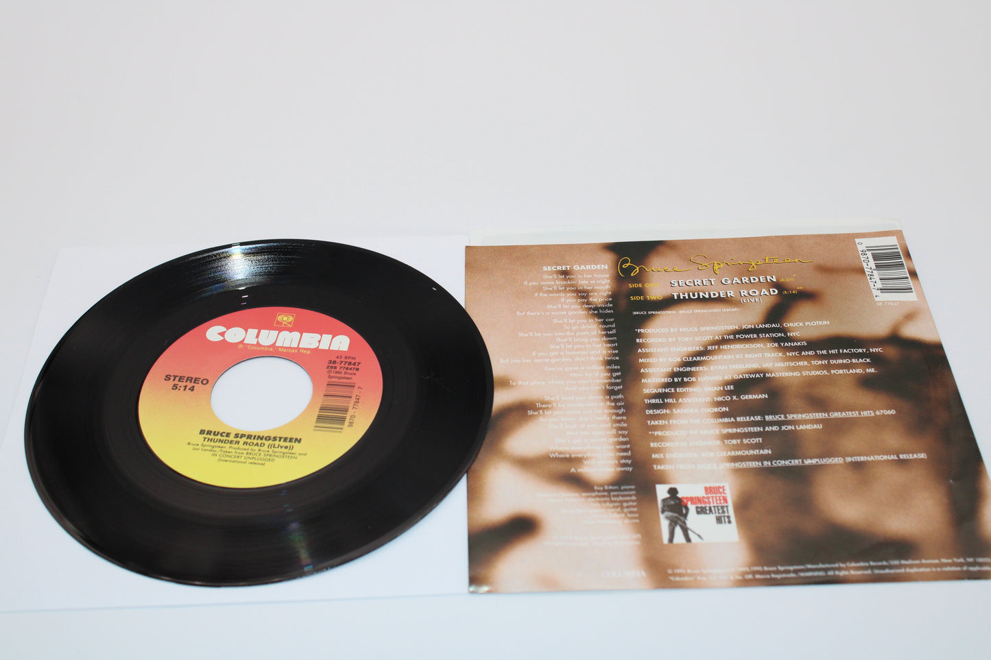 Bruce Springsteen 45 Record -Secret Garden - Near Mint Collectible