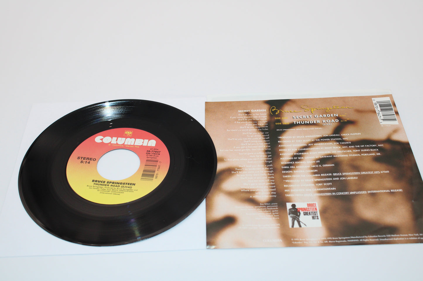 Bruce Springsteen 45 Record -Secret Garden - Near Mint Collectible