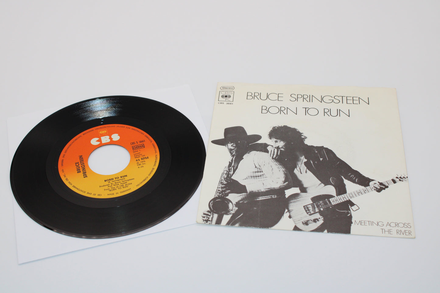 Bruce Springsteen "Born to Run" with Picture Sleeve - 45 Record 7" Single 1976 German Import Original