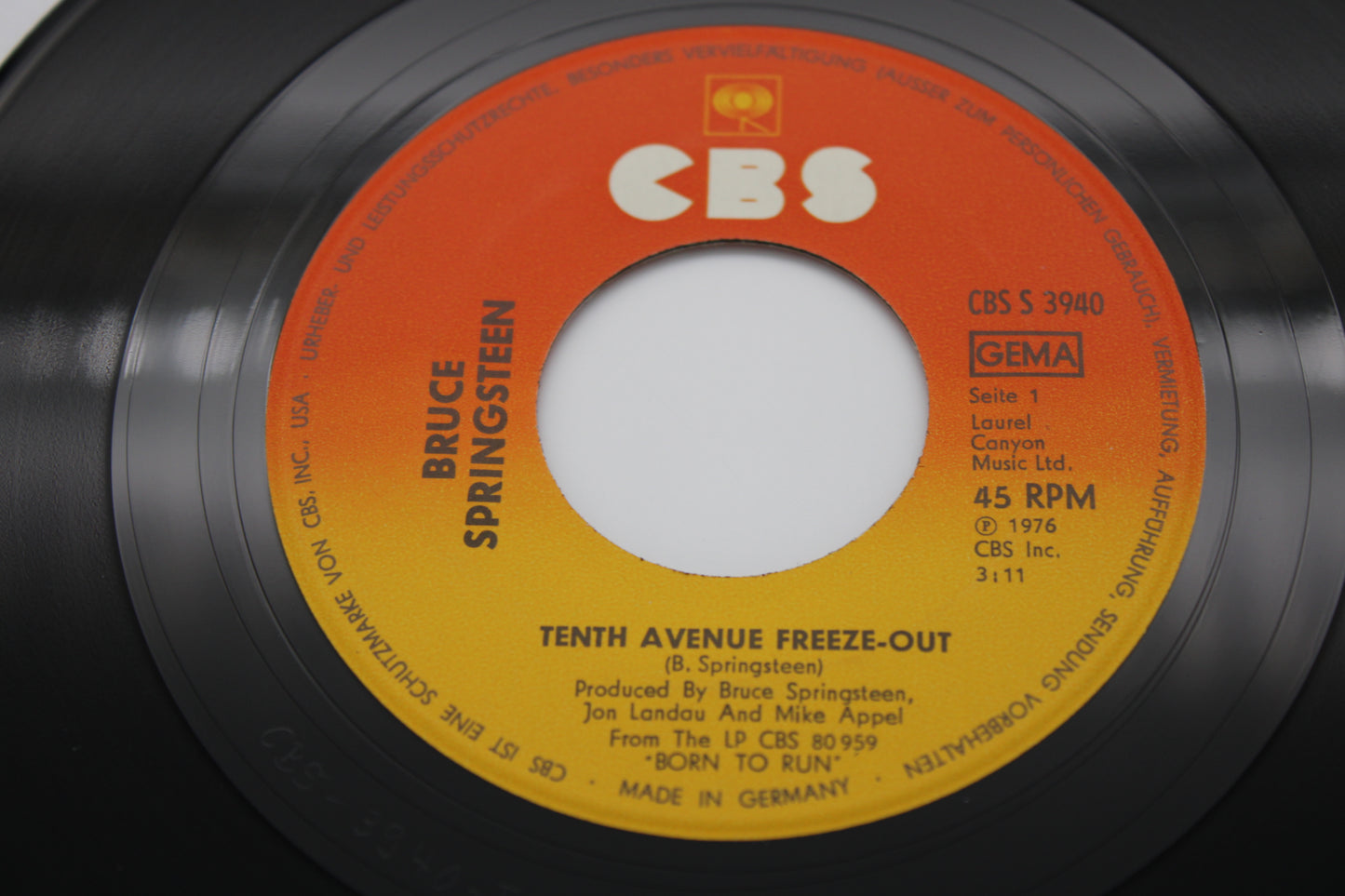 Bruce Springsteen 45 Record Tenth Avenue Freeze Out & She's the One 1976 German Import Collectible