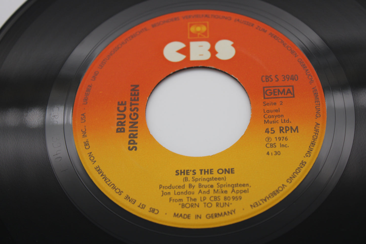Bruce Springsteen 45 Record Tenth Avenue Freeze Out & She's the One 1976 German Import Collectible