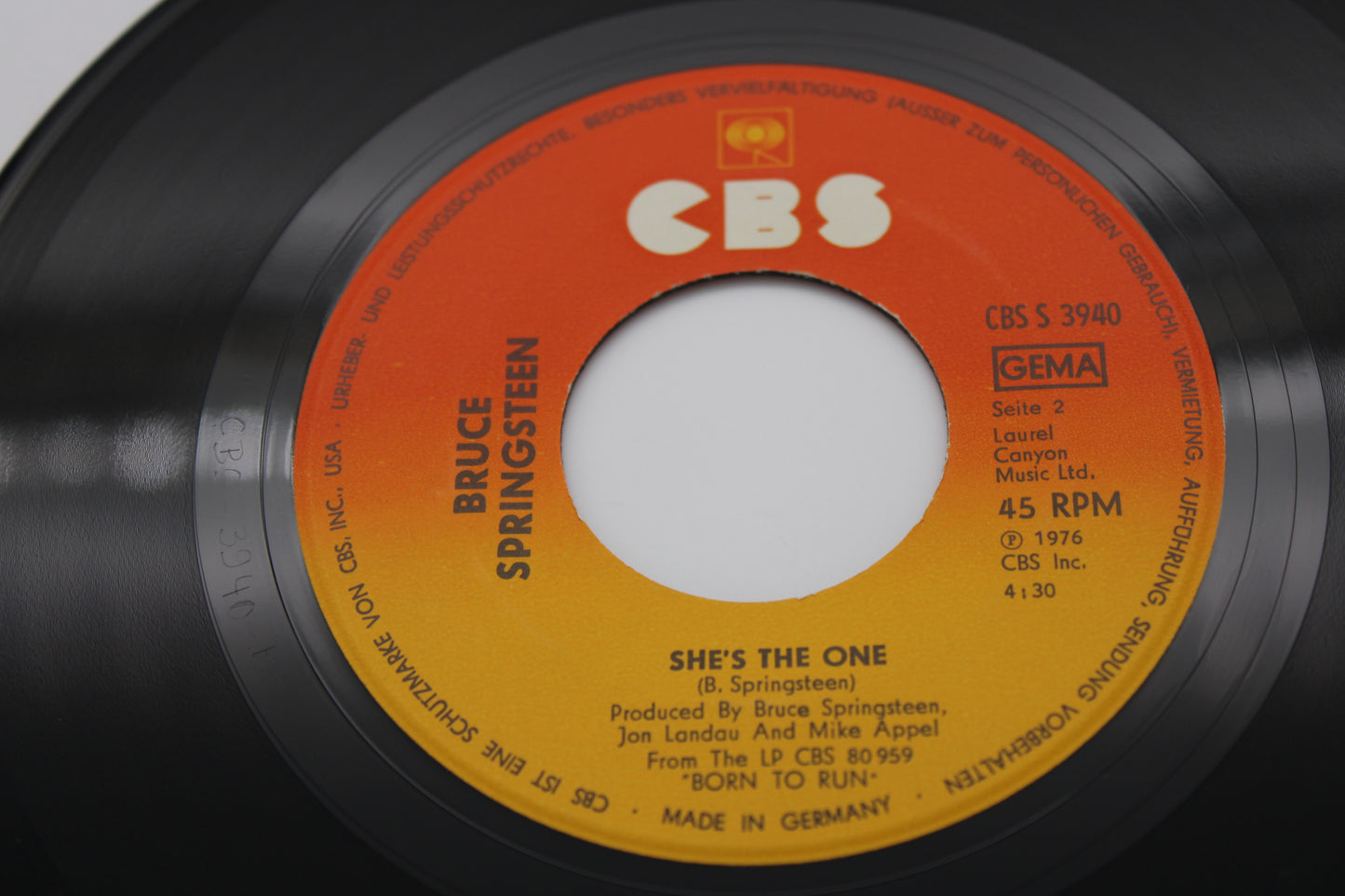 Bruce Springsteen 45 Record Tenth Avenue Freeze Out & She's the One 1976 German Import Collectible