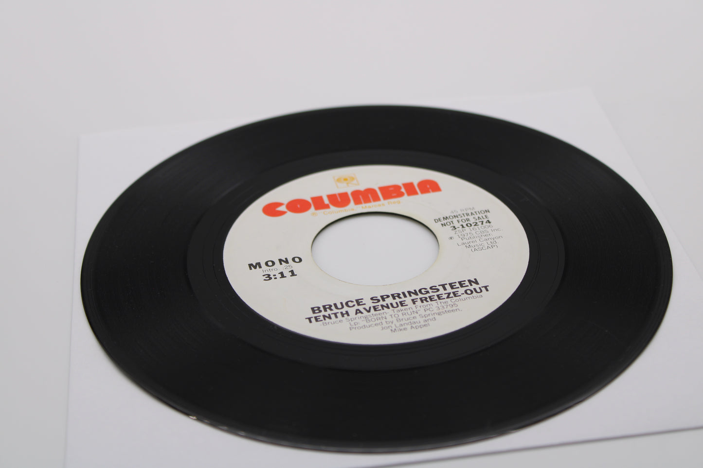 Bruce Springsteen 45 Record TENTH AVENUE FREEZE OUT Demonstration Not For Sale