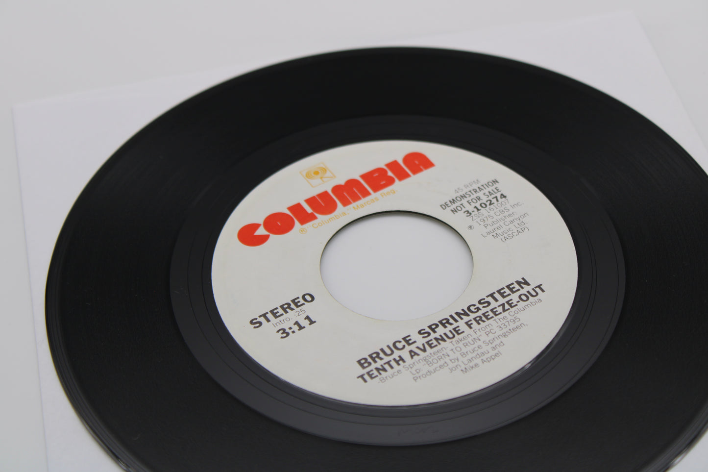 Bruce Springsteen 45 Record TENTH AVENUE FREEZE OUT Demonstration Not For Sale