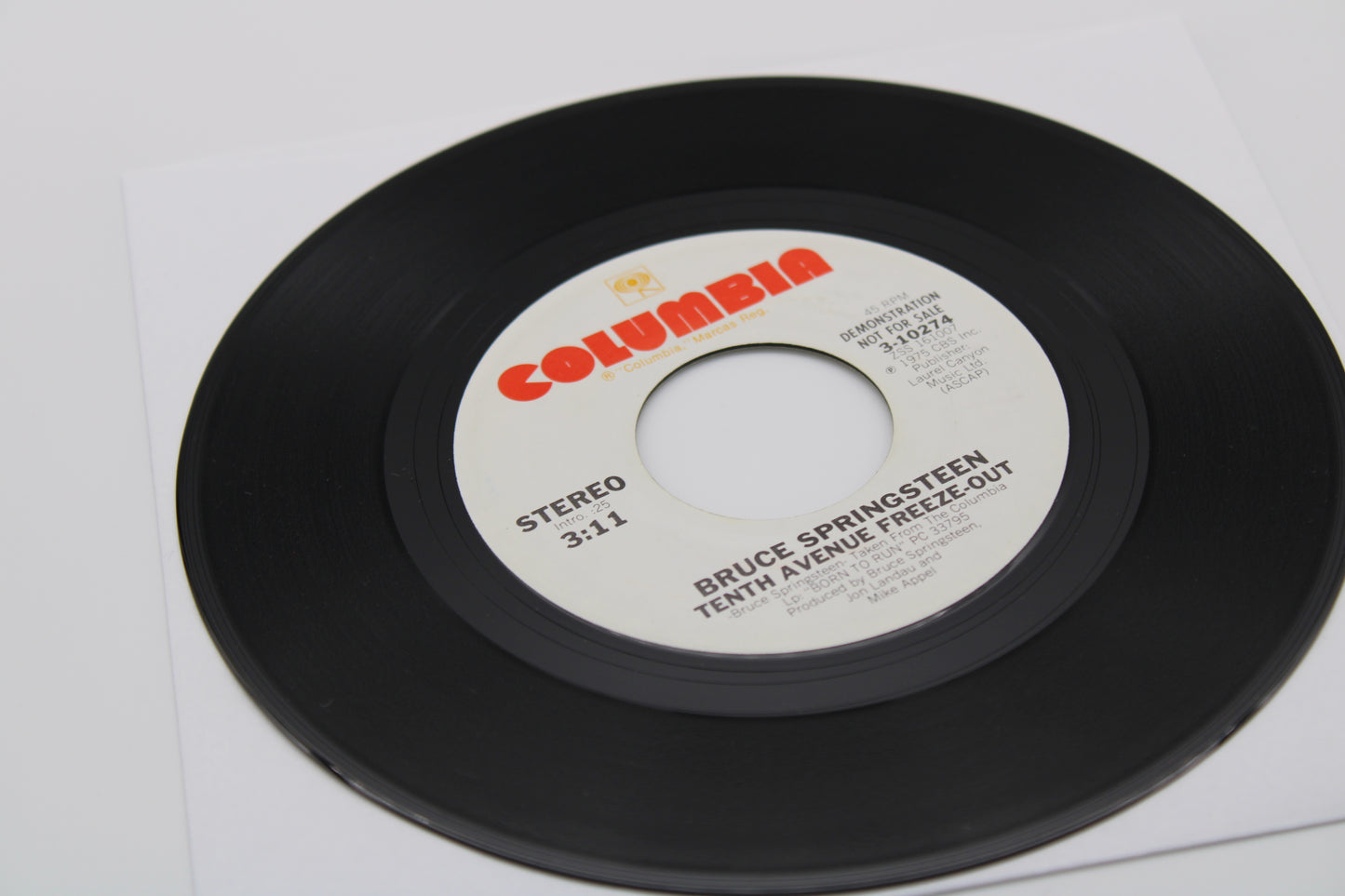 Bruce Springsteen 45 Record TENTH AVENUE FREEZE OUT Demonstration Not For Sale