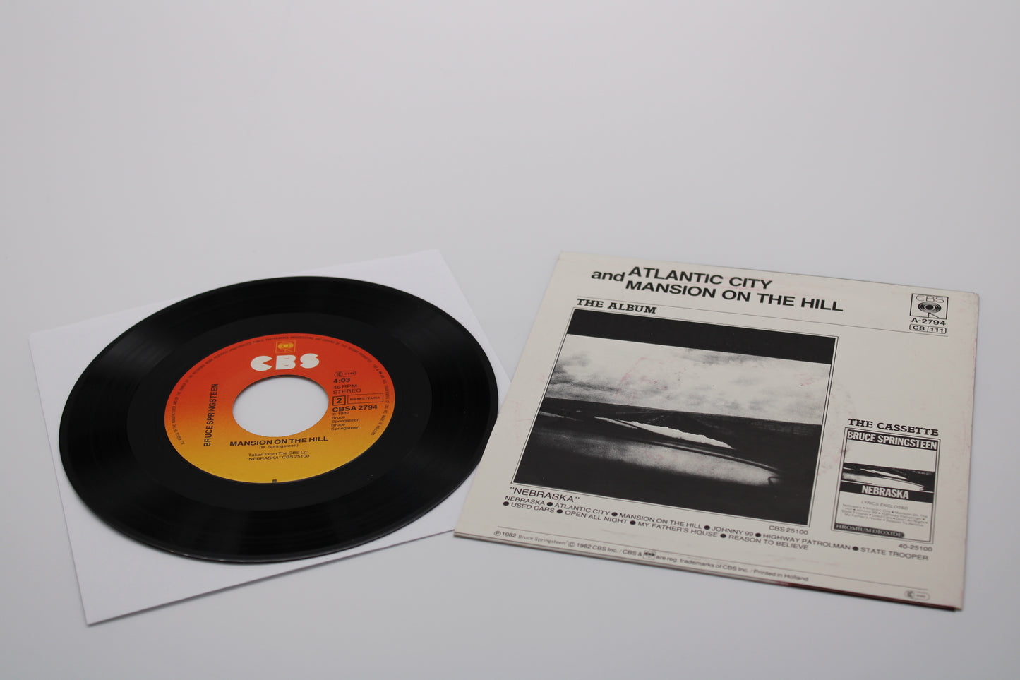 Bruce Springsteen Atlantic City record 7" Single w/Picture Sleeve Import Collectible