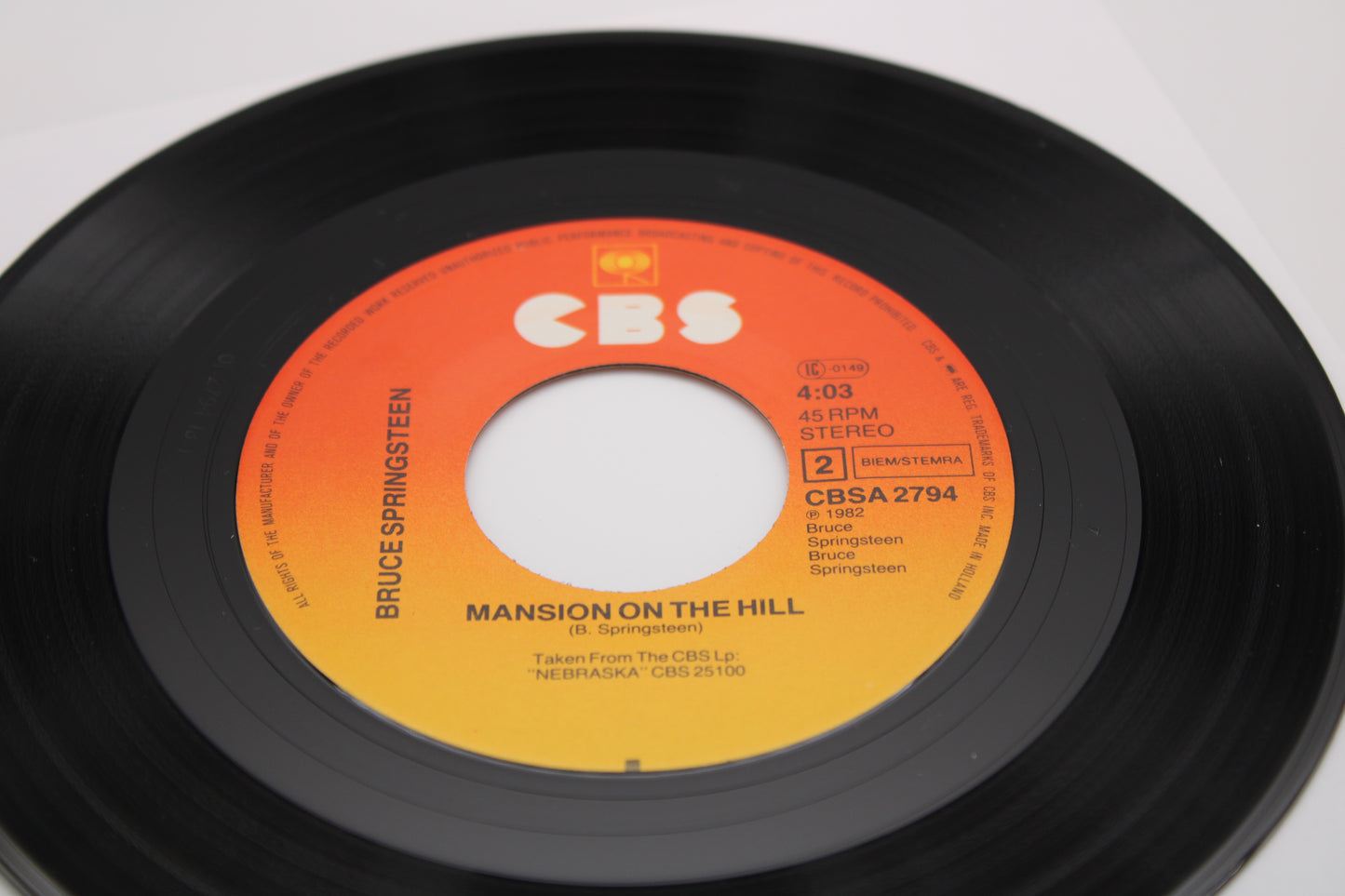 Bruce Springsteen Atlantic City record 7" Single w/Picture Sleeve Import Collectible
