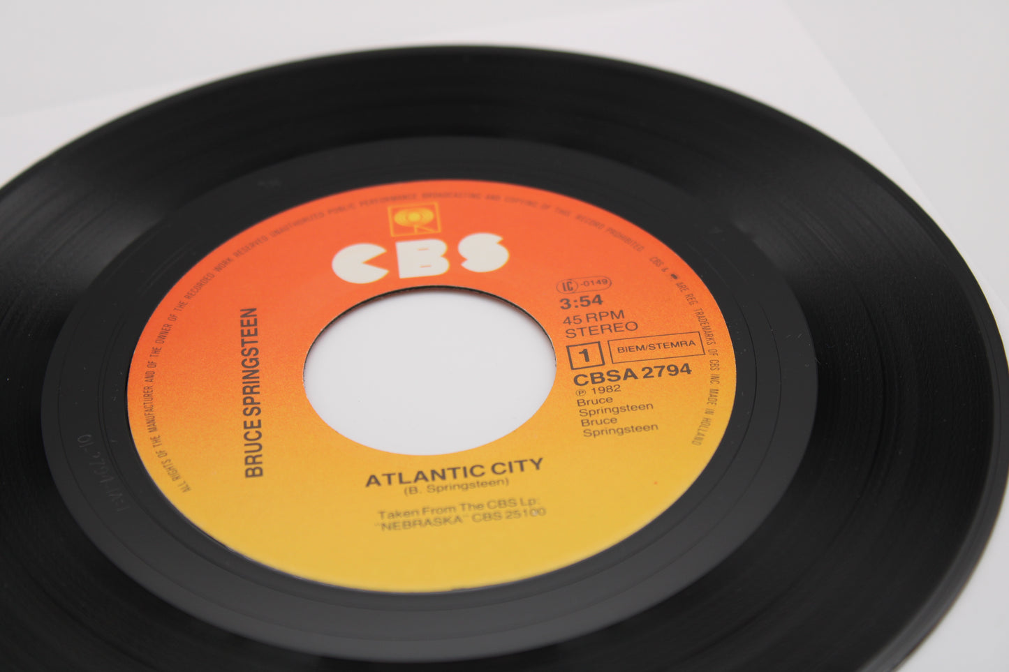 Bruce Springsteen Atlantic City record 7" Single w/Picture Sleeve Import Collectible