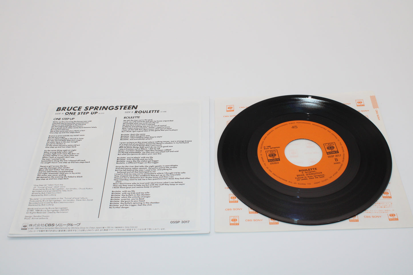 Bruce Springsteen 45 record One Step Up & Roulette - Japan Release 1988 Collectible