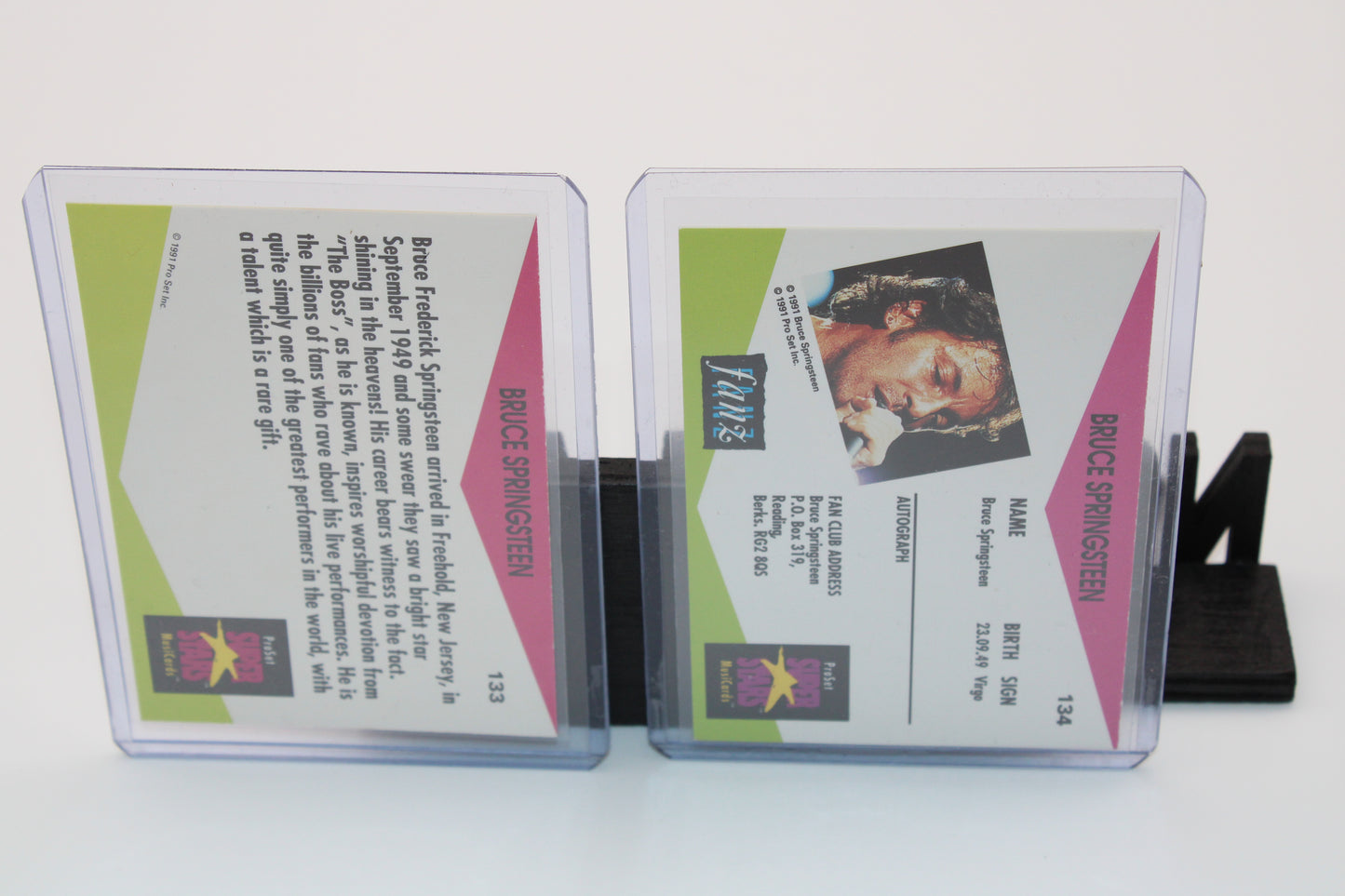 Bruce Springsteen Pro Set Super Stars Trading Cards UK - 1991 Cards #133 & #134