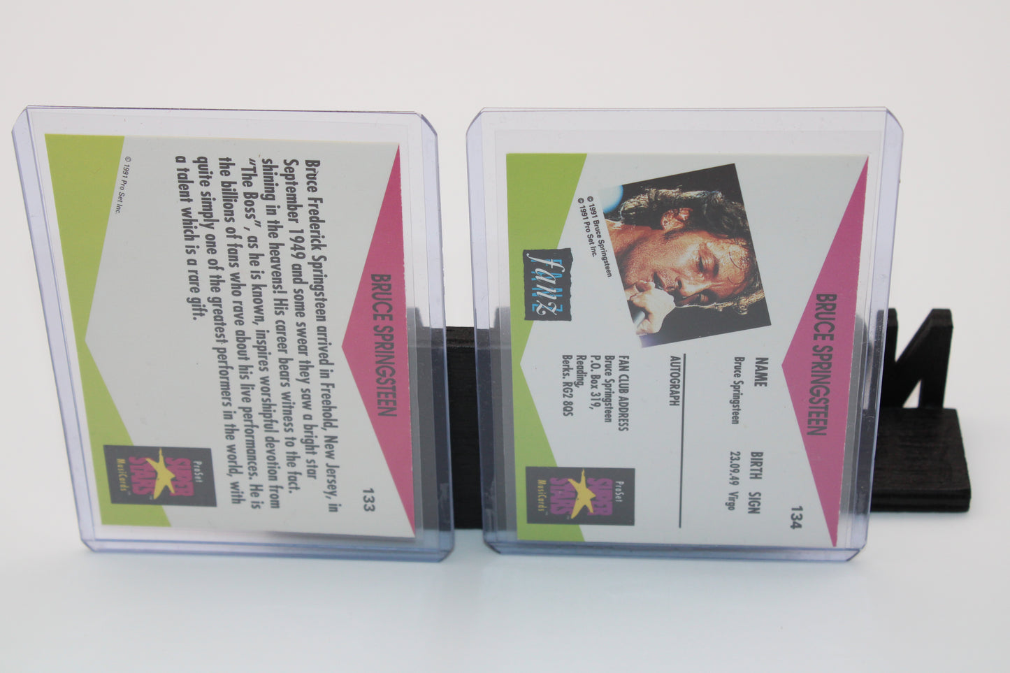 Bruce Springsteen Pro Set Super Stars Trading Cards UK - 1991 Cards #133 & #134