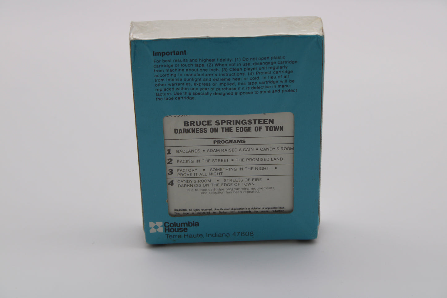 Bruce Springsteen SEALED Darkness On The Edge of Town - Sealed 8 Track Tape Columbia Collectible