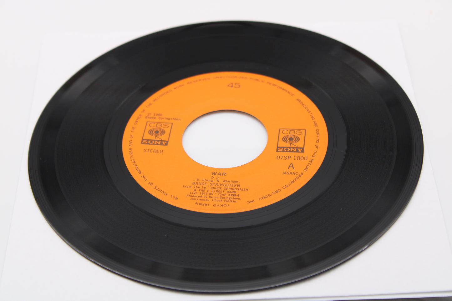 Bruce Springsteen - War & Merry Christmas Baby - 45 Record Japan Import 1986 Near Mint