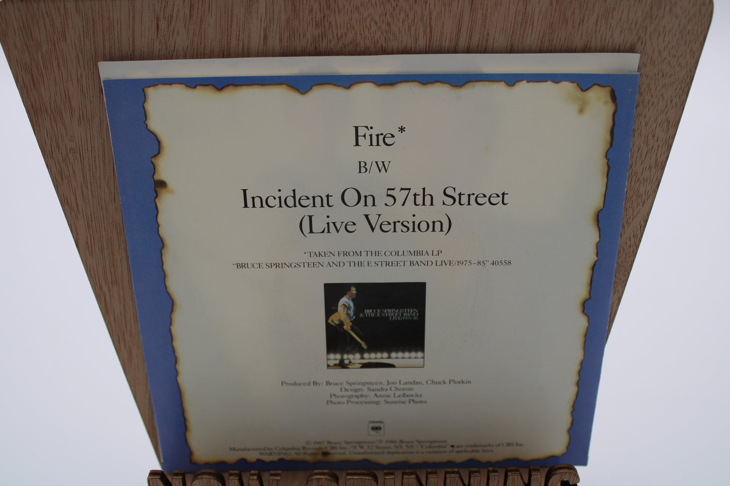 Bruce Springsteen - 45 Record - "Fire" + Picture Sleeve + Lyrics 1986