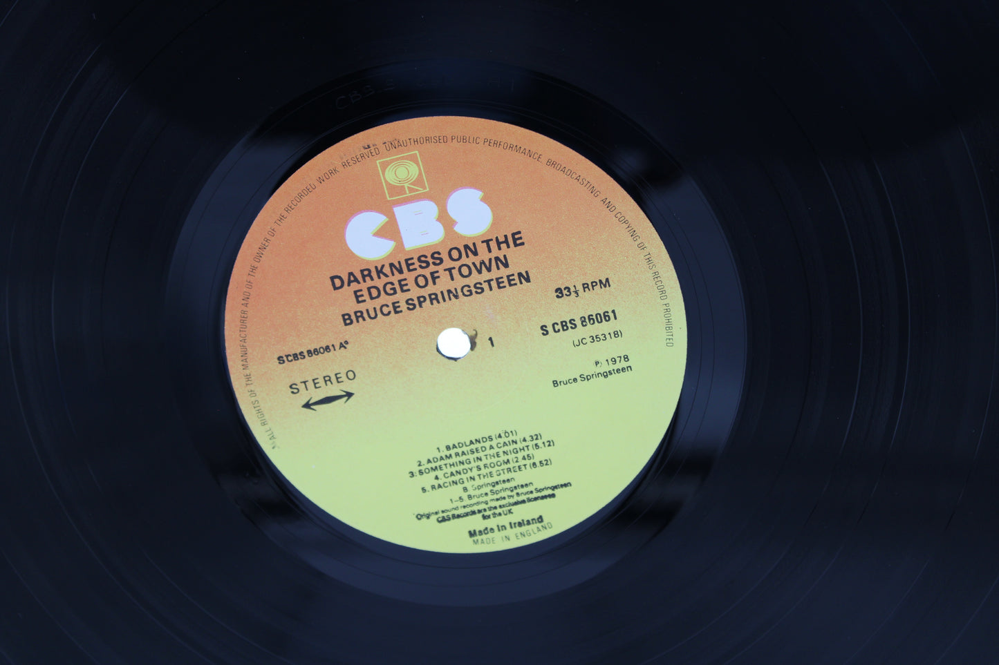 Bruce Springsteen Darkness on the Edge of Town - IRELAND 1978 Original Vinyl Album - Pink Lyrics Insert