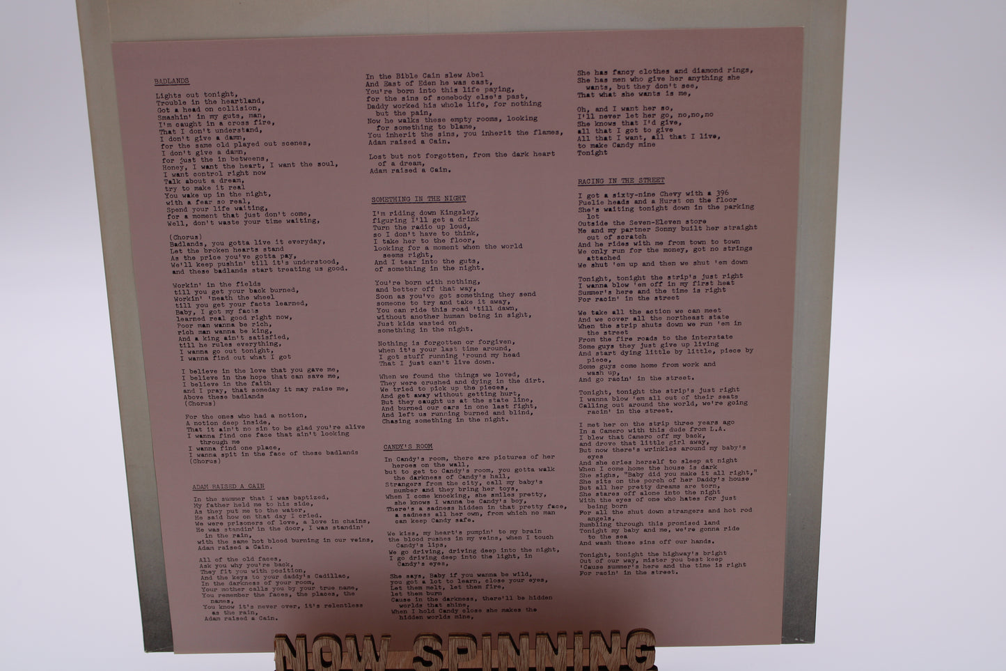 Bruce Springsteen Darkness on the Edge of Town - IRELAND 1978 Original Vinyl Album - Pink Lyrics Insert