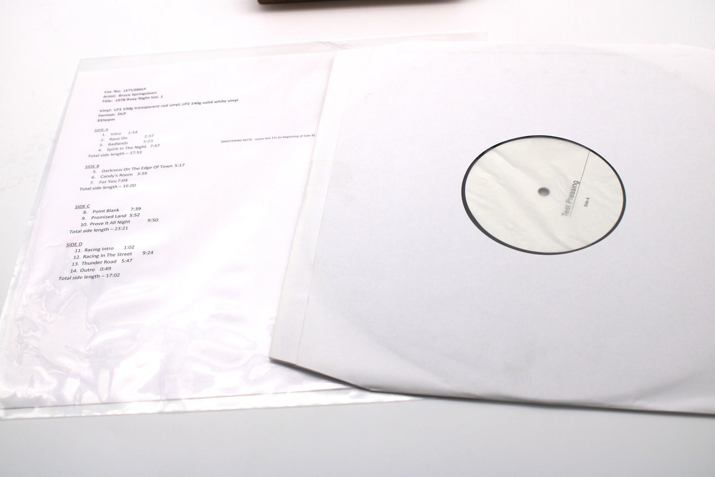 Bruce Springsteen ROXY NIGHT 1978 TEST PRESS 2LP Unofficial 94.7/KMET Live Broadcast - LET THEM EAT VINYL
