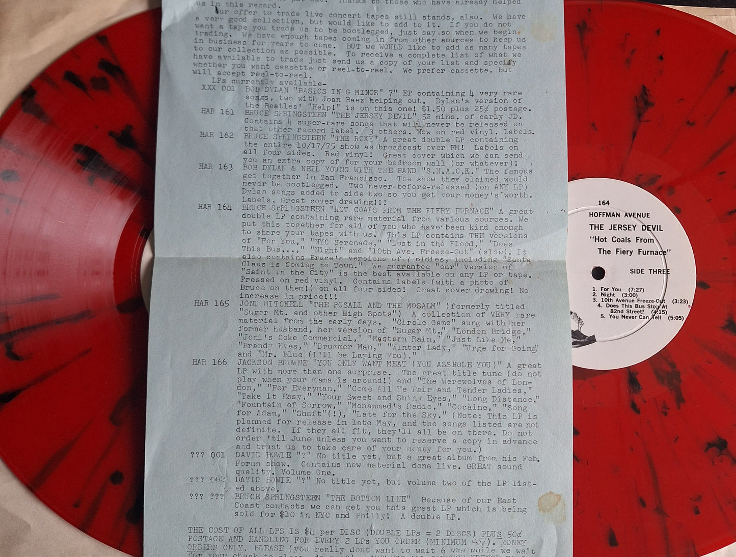Bruce Springsteen - The Jersey Devil - Hot Coals - RED SPLATTER VINYL 1976 - LIVE BOOT RARE (COOL)