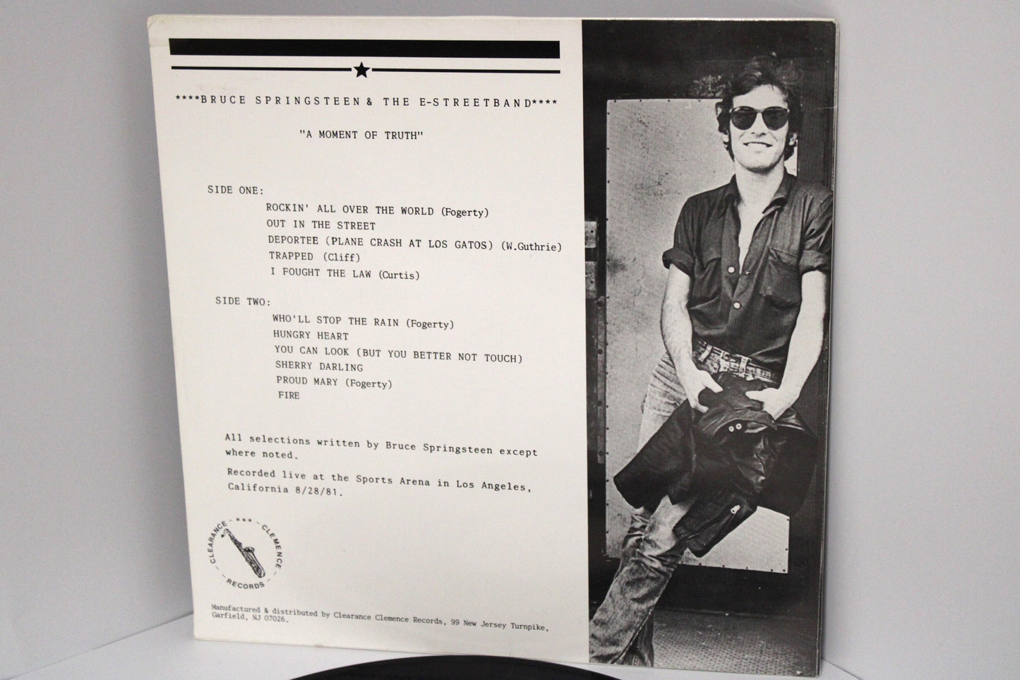 Bruce Springsteen "MOMENT OF TRUTH"  1981 Live in Los Angeles Unofficial 12" LP