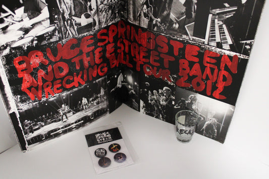 Bruce Springsteen & The E Street Band - Wrecking Ball Tour Program, Buttons (Set of 4) and Shot Glass - Thrill Hill Originals