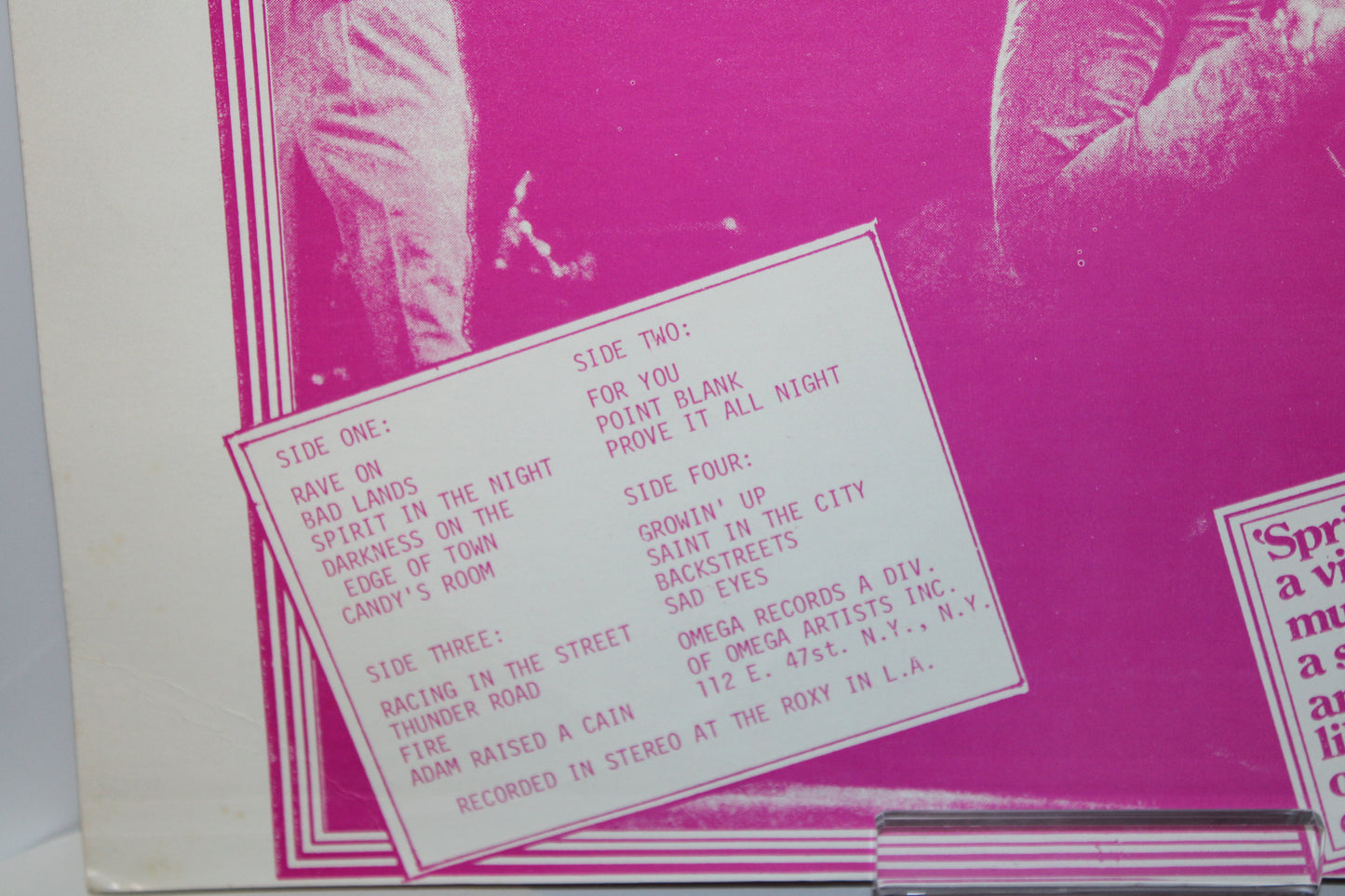 Bruce Springsteen "Raises Cain" 2LPs Live in Stereo at the Roxy in L.A. July 7, 1978 Bootleg