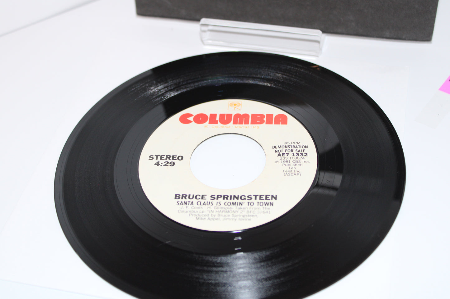 Bruce Springsteen SANTA CLAUS IS COMIN' TO TOWN 45 Record Original No Barcode Demo Columbia label