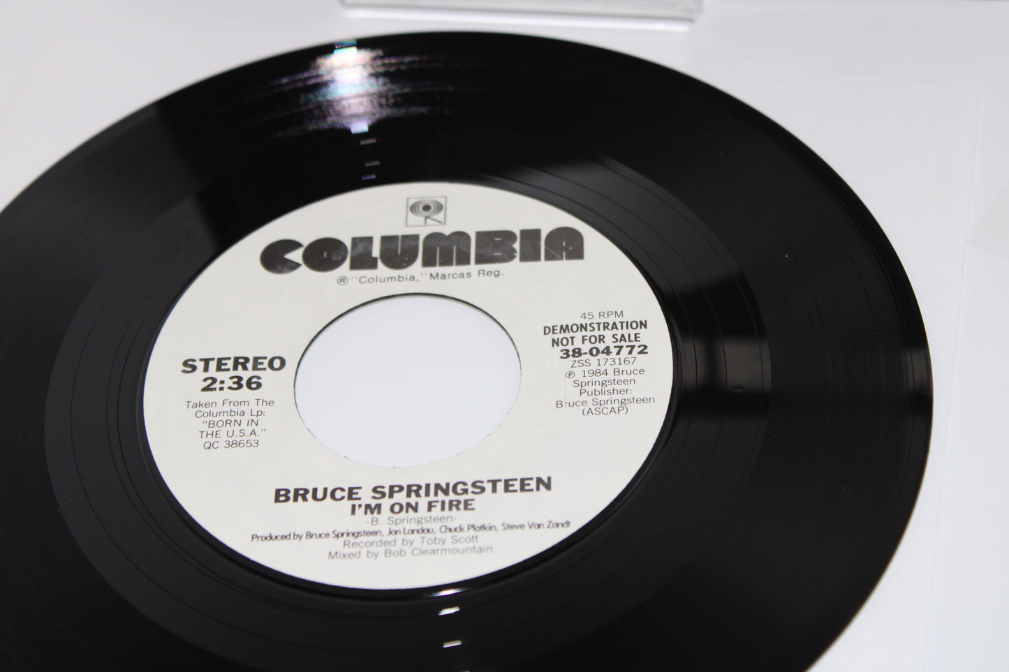 Bruce Springsteen 45 Record DEMO "I'm On Fire" Original No Barcode Demo white label