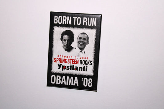 Bruce Springsteen ORIGINAL 2008 BORN TO RUN Rally Pin/Badge Limited Edition Collectible Springsteen & Obama