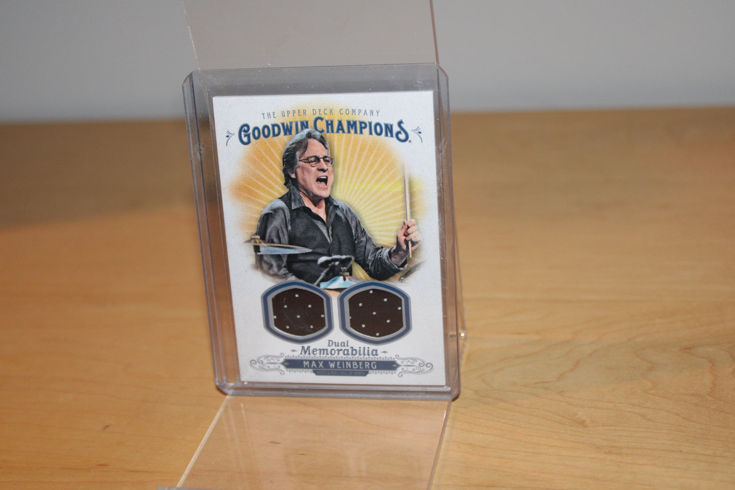 Max Weinberg Official Upper Deck Goodwin Champions Dual Memorabilia Official FABRIC Trading Card