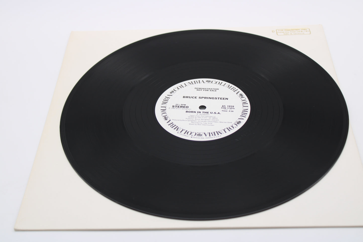 Bruce Springsteen 12" Born In The USA Columbia White Label Demo Vinyl Near Mint w/Gold Stamp