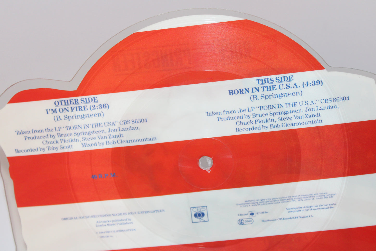 Bruce Springsteen - I'm On Fire & Born In The USA - Picture Disc 7" Vinyl Ltd. Edition - Near Mint