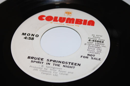 Bruce Springsteen 45 record "RADIO STATION COPY" Spirit in the Night - 1973 Collectible Vinyl