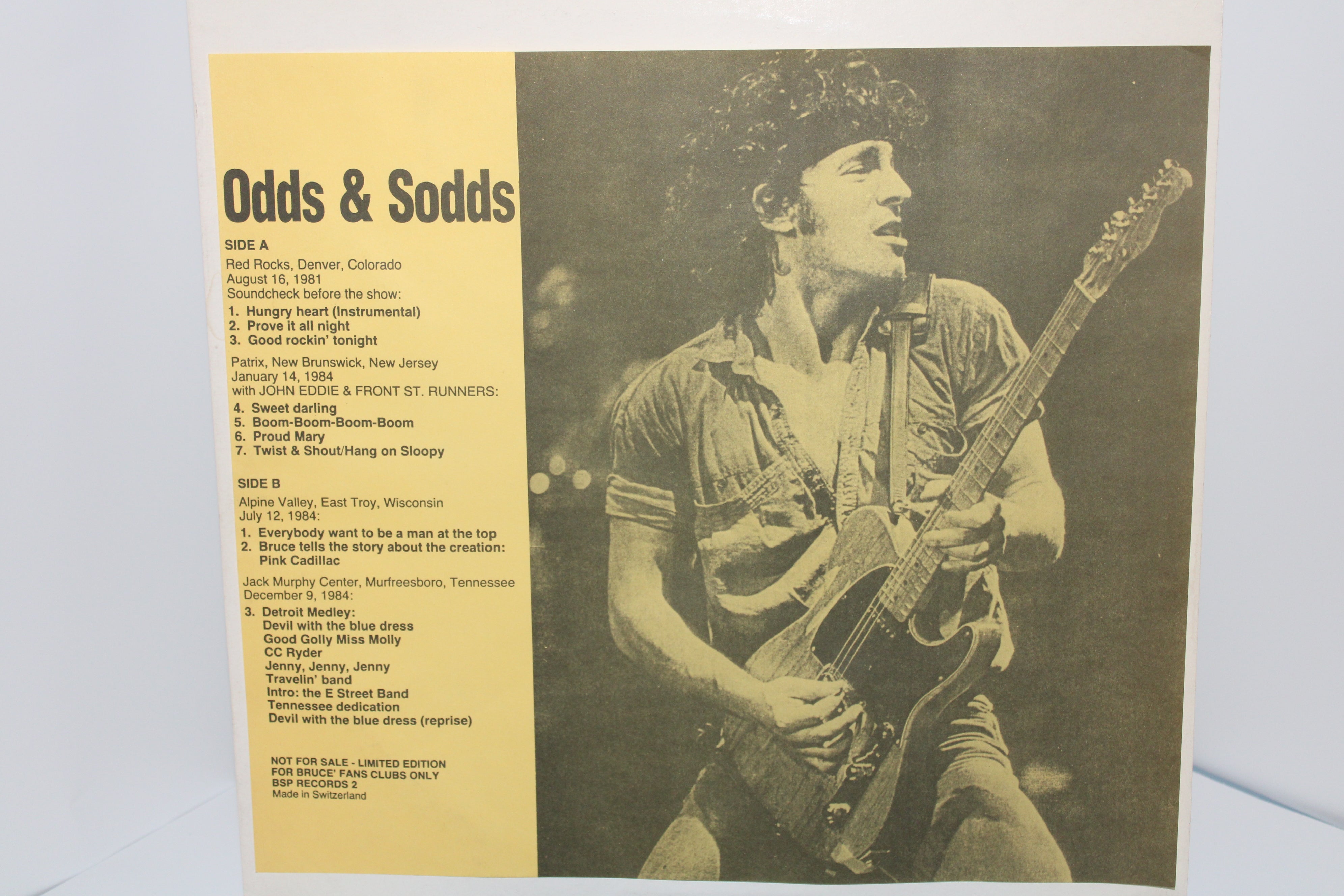 Bruce Springsteen - ODDS & SODDS - Vinyl Unofficial Bootleg