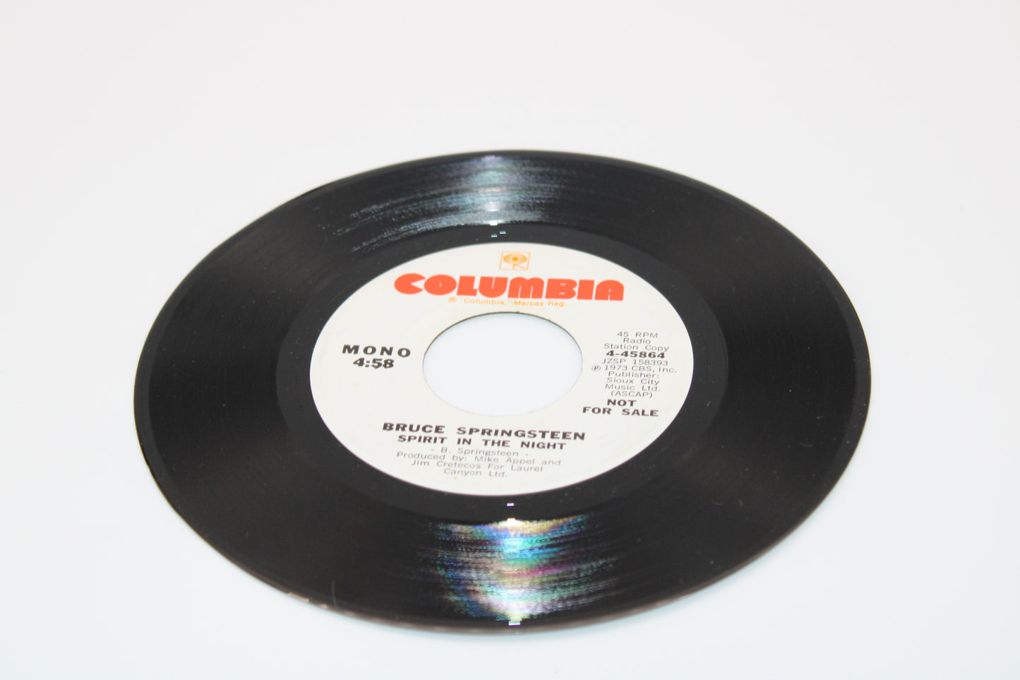 Bruce Springsteen 45 record "RADIO STATION COPY" Demo - Spirit in the Night - 1973 Collectible