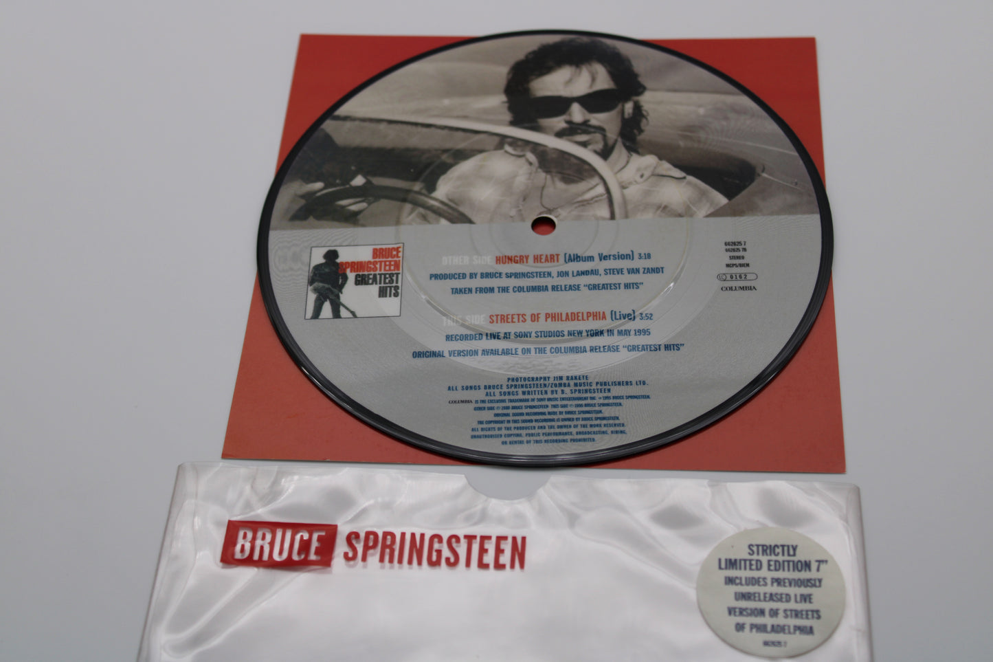 Bruce Springsteen 7" Picture Vinyl Streets of Philadelphia LIVE & Hungry Heart Ltd. Ed. & # Collectible