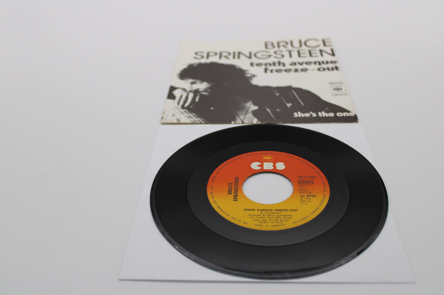 Bruce Springsteen 45 Record 7" Vinyl  Tenth Avenue Freeze Out & She's the One 1976 German Import Collectible