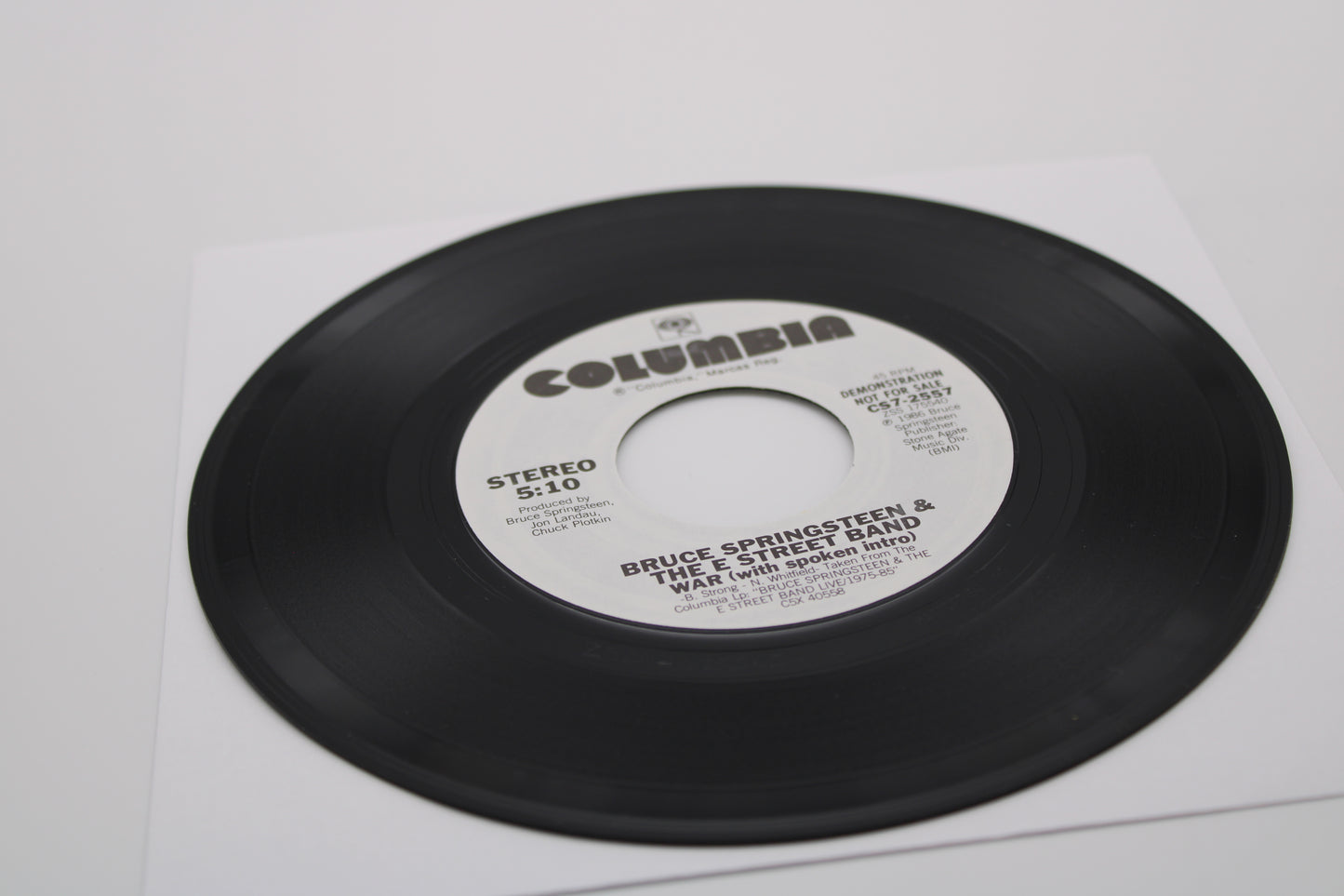 Bruce Springsteen 45 Record WAR Demonstration Not For Sale Vinyl Release